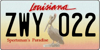LA license plate ZWY022