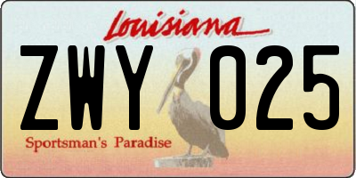 LA license plate ZWY025