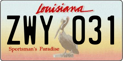 LA license plate ZWY031