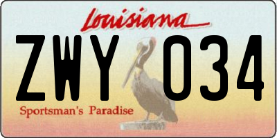 LA license plate ZWY034