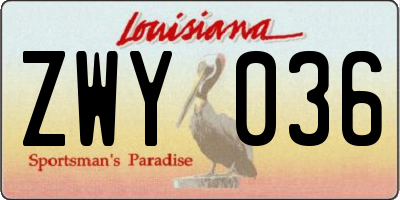 LA license plate ZWY036