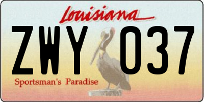 LA license plate ZWY037