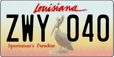 LA license plate ZWY040