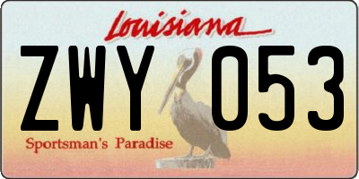 LA license plate ZWY053