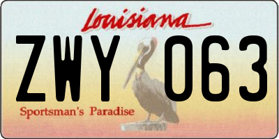 LA license plate ZWY063