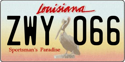 LA license plate ZWY066