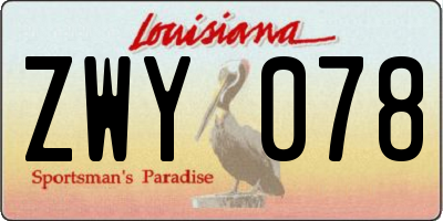 LA license plate ZWY078