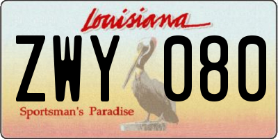 LA license plate ZWY080