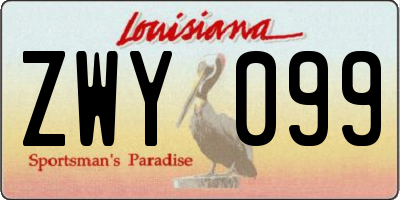 LA license plate ZWY099