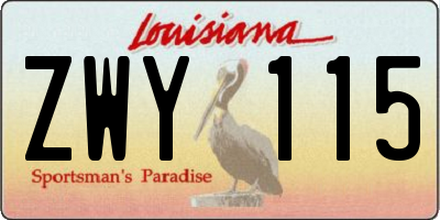 LA license plate ZWY115