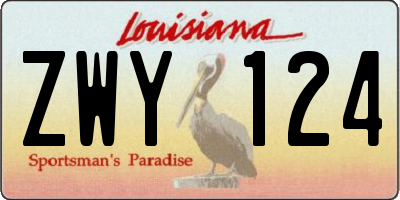 LA license plate ZWY124