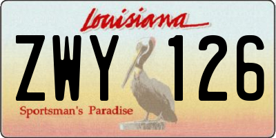 LA license plate ZWY126