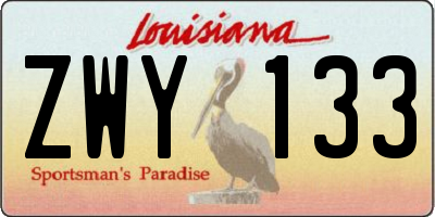 LA license plate ZWY133