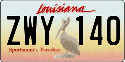 LA license plate ZWY140