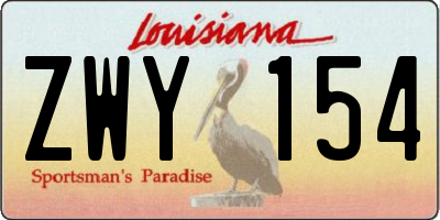 LA license plate ZWY154