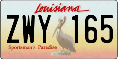 LA license plate ZWY165