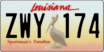 LA license plate ZWY174