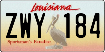 LA license plate ZWY184