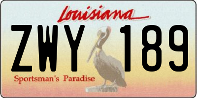 LA license plate ZWY189