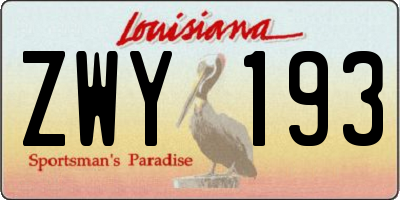 LA license plate ZWY193