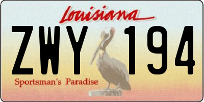 LA license plate ZWY194