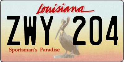 LA license plate ZWY204