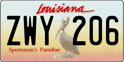 LA license plate ZWY206