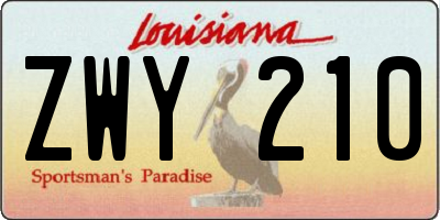 LA license plate ZWY210