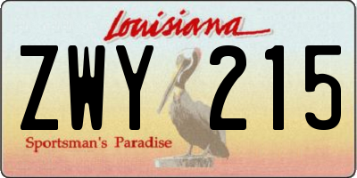 LA license plate ZWY215