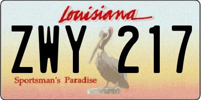 LA license plate ZWY217