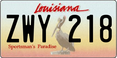 LA license plate ZWY218