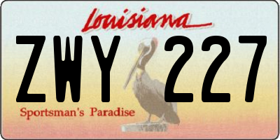 LA license plate ZWY227