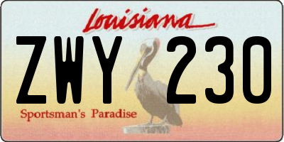 LA license plate ZWY230