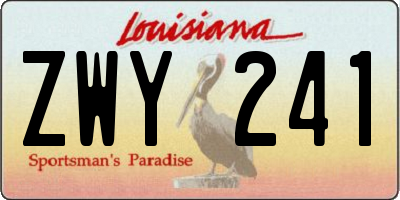 LA license plate ZWY241