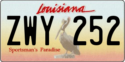 LA license plate ZWY252