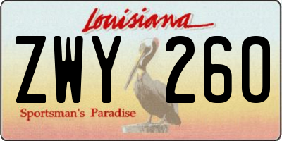 LA license plate ZWY260