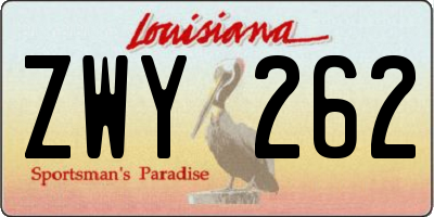 LA license plate ZWY262