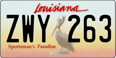 LA license plate ZWY263