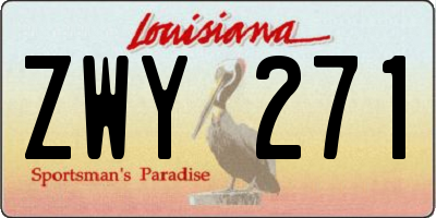 LA license plate ZWY271