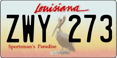 LA license plate ZWY273