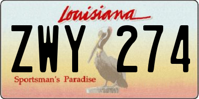 LA license plate ZWY274