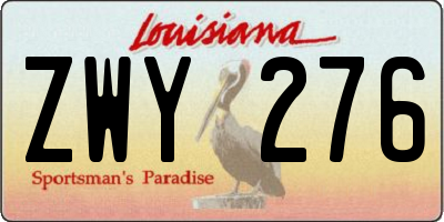LA license plate ZWY276