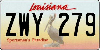 LA license plate ZWY279