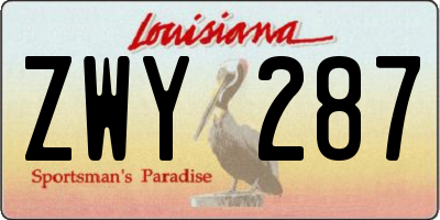 LA license plate ZWY287