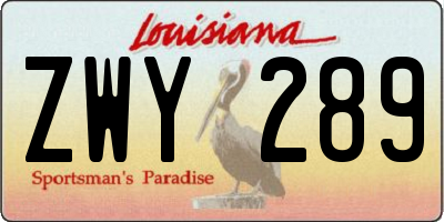 LA license plate ZWY289