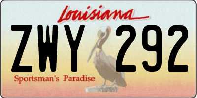 LA license plate ZWY292