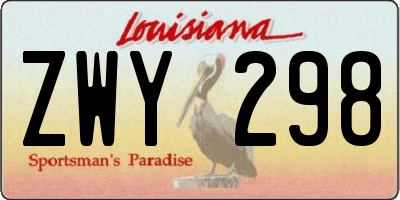 LA license plate ZWY298