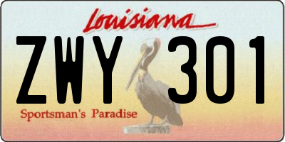 LA license plate ZWY301