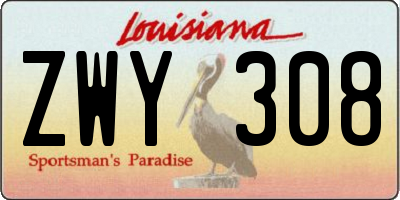 LA license plate ZWY308