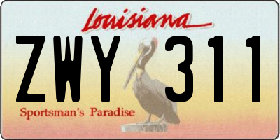 LA license plate ZWY311